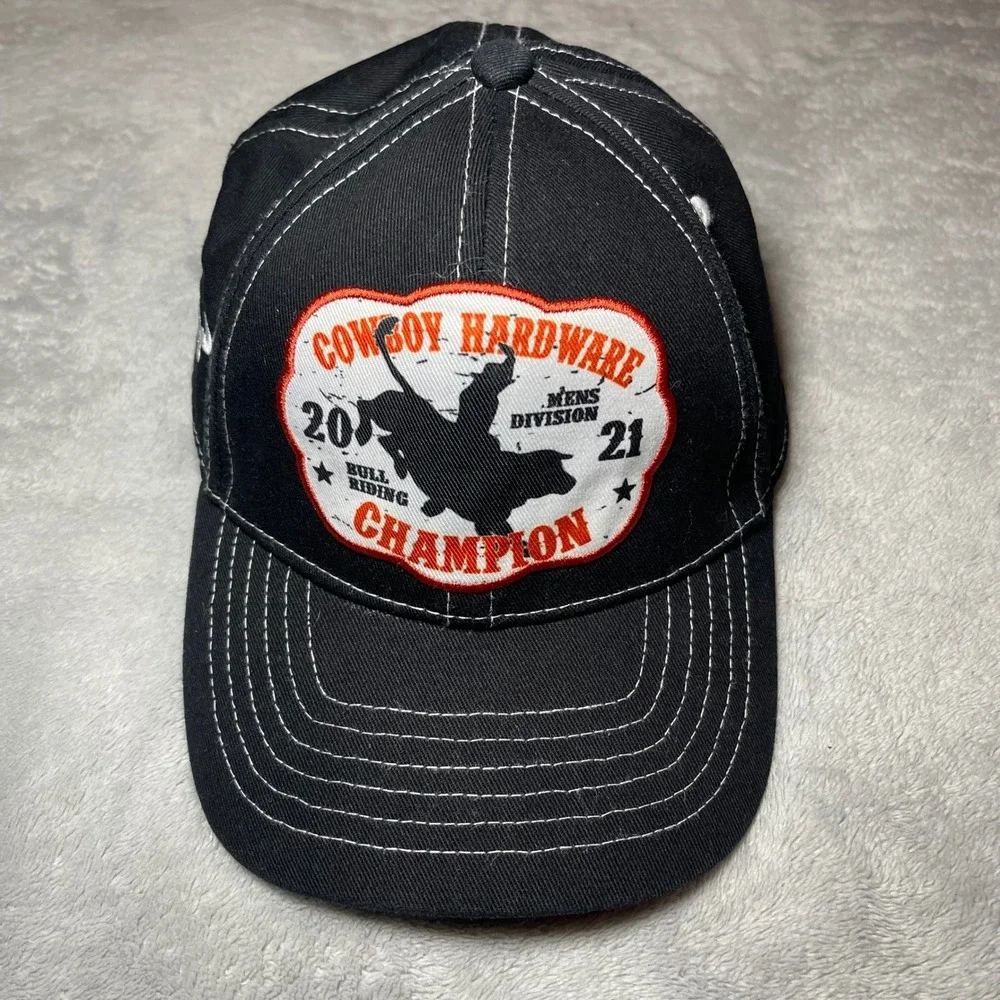 Cowboy Hardware Hat Kids Black Bull Riding Champion Western Cap Youth Adjustable